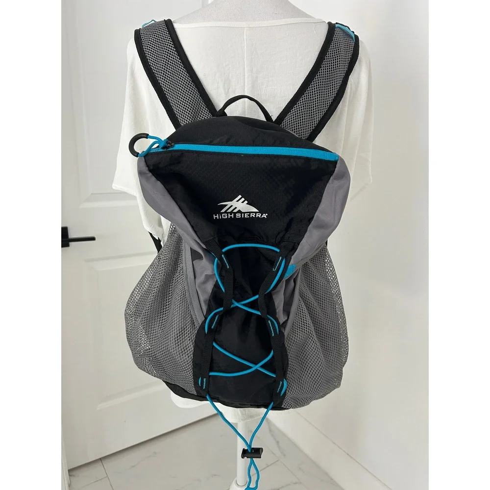 High Sierra Lightweight Hiking Daypack Backpack Black Grey Cyan Blue Mesh Straps
